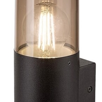 Елегантен външен аплик Teplice E27 – модерно фасадно осветление с кафяв прозиращ абажур и IP44 защита