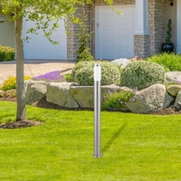 Модерен външен стълб Inox Torch E27 – стилно градинско осветление с атенен-хром покритие и IP44 защита