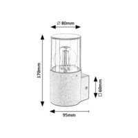 Елегантен външен аплик Teplice E27 – модерно фасадно осветление с кафяв прозиращ абажур и IP44 защита