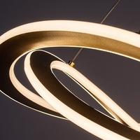 Елегантен LED висящ полилей 72W –от матирано златос регулируема височина и топла светлина 3000K с топла светлина 3000K