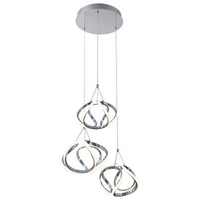 Модерен висящ LED полилей 50W – хром, топла светлина 3000K