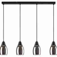 Модерен висящ полилей с 4 светлоизточника – черен с димно стъкло