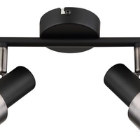 Модерен спот 2-ка – матирано черен и матиран хром метал, GU10, 2x50W