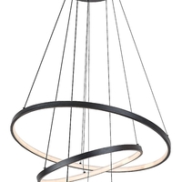 Модерен LED полилей 90W – черен метал, регулируема светлина и дистанционно управление