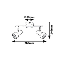 Модерен двоен спот осветител – черен метал, GU10, 2x50W
