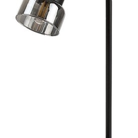 Модерна настолна лампа – E14, 1xMAX15W, IP20, черен метал, стъкло с димен цвят