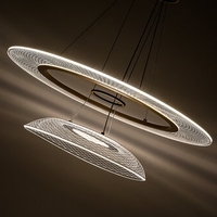 Модерен LED полилей 36W, златен метал и акрил, Ø550 мм