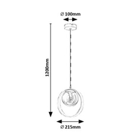 Модерен висящ полилей 1xE14 – метал, дърво и кафяво стъкло (бук)