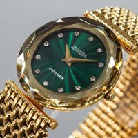 Jowissa Faced Sapphire Crystal Gold/Green