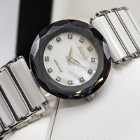 Jowissa Faced Sapphire Crystal White Ceramic