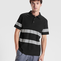 Тениска с яка и светлоотразителни елементи