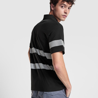 Тениска с яка и светлоотразителни елементи