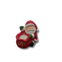 Коледна Декоративна Свещ в Червено Керамично Чувалче с Дядо Коледа