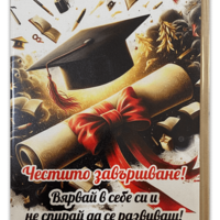 Дървена картичка за дипломиране с крафт плик