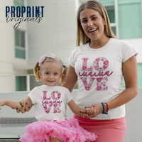 Комплект Тениски „Мама и аз“ LOVE с принт розови кристали