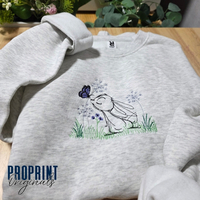 Дамски суичър с бродерия зайче и пеперуда