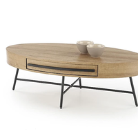 Холна маса CAROLINA елипса с чекмедже - златен дъб/черно