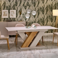 Трапезна маса BRANDON разтегателна - кашмир/дъб кремона