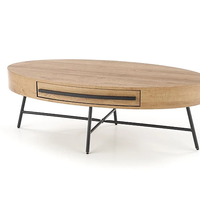 Холна маса CAROLINA елипса с чекмедже - златен дъб/черно