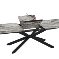 Трапезна маса MONA разтегателна - черен мрамор/черно