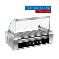 Хот дог ролер машина със 7 ролера и стъклена витрина