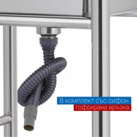 Мивка от неръждаема стомана двойна с десен плот 180х60х80см