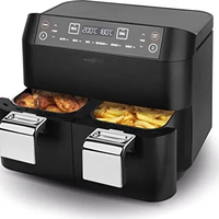 Фритюрник с горещ въздух MAXXMEE двойна Кошница,7,6литра 2400W черен