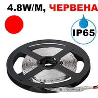 LED ЛЕНТА, 4.8W/M, ЧЕРВЕНА, 12V DC, SMD2835, 60 LEDS/M, IP65