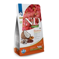 N&D Quinoa Skin & Coat with Herring for adult cat – суха храна без зърнени култури за здрава кожа и козина, за котки над 1 година, с херинга, киноа, кокос, и куркума