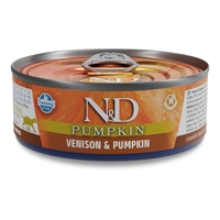 N&D Pumpkin & Venison Adult cat – пълноценна мокра храна без зърнени култури за котки над 1 година с еленско месо и тиква, консерва