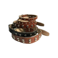 Нашийник от естествена кожа с капси - пет размера