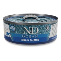 N&D Ocean Tuna & Salmon Adult Cat – мокра храна без зърнени култури за котки над 1 година, с риба тон и сьомга, консерва