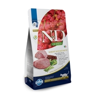 N&D Quinoa Weight Management with Lamb, Cat Adult – суха храна за поддържане на идеално телесно тегло, без зърнени култури за котки над 1 година, с агнешко, киноа, броколи и аспержи