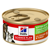 Hill's Science Plan Kitten & Mother Mousse Chicken and Turkey - Пълноценна и балансирана храна с гладка текстура за за котенца от отбиването до 1 година и бременни или кърмещи котки, фин мус с пилешко и пуешко, консерва