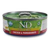 N&D Prime Chicken & Pomegranate Kitten – мокра храна без зърнени култури за подрастващи котенца до 1 година, с пилешко и нар, консерва