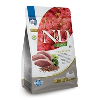 N&D Quinoa NEUTERD Dog Adult MINI with Duck, Broccoli & Aspragus – суха храна без зърнени култури за кастрирани кучета от мини породи над 1 година, с патешко, броколи и аспержи