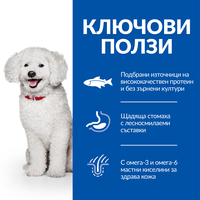 Hill's Science Plan Canine Hypoallergenic Small & Mini Adult – хипоалергенна суха храна за кучета от дребни и мини породи от 1 до 6 години със сьомга