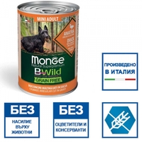 Monge BWild Grain Free Mini Adult with Duck – консерва с патица, тиква и тиквички, 400 g