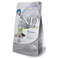N&D White Dog Sea Bass Adult Medium & Maxi – Храна за кучета от средни и едри породи с бяла козина, лаврак, спирулина и фенел 7кг
