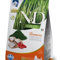 N&D Spirulina Herring Adult Mini – Храна за кучета от мини породи с херинга, спирулина и годжи бери 2 кг