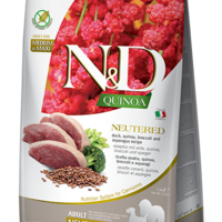 N&D Quinoa Neutered Duck Adult Medium & Maxi – храна за кастрирани кучета, с патешко, за средни и големи породи, 12 kg