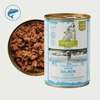 Isegrim Junior Salmon, Millet & Blueberries- консерва за подрастващи кученца със  сьомга, птиче, сорго и боровинки 400г