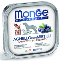 Monge Dog Monoprotein Adult Fruit Pate Lamb & Blueberries – пастет за кучета в зряла възраст с агнешко и боровинки, 150 g