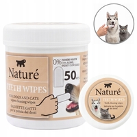 Naturé Teeth Wipes – мокри кърпички за почистване на зъби за кучета и котки, 50 бр