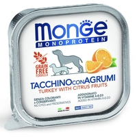 Monge Dog Monoprotein Adult Fruit Pate Turkey & Citrus Fruits – пастет за кучета в зряла възраст с пуешко и цитрусови плодове, 150 g