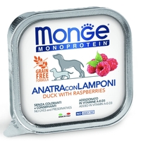 Monge Dog Monoprotein Adult Fruit Pate Duck & Raspberries – пастет за кучета в зряла възраст с патешко и малини, 150 g
