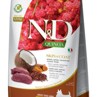 N&D Quinoa Skin & Coat Venison Adult Mini Breeds – храна за кучета за кожа и козина, с еленско, за дребни породи, 0.800 kg / 7 kg
