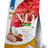 N&D Quinoa Skin & Coat Quail Adult Medium & Maxi – храна за кучета за кожа и козина, с вкус пъдпъдък, за средни и големи породи, 2.5 kg