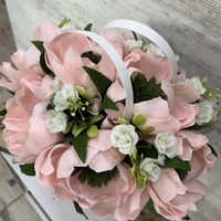 БЯЛА ЧАНТИЧКА С РОЗОВИ БОЖУРИ