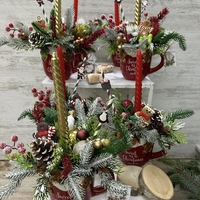 Красив КОЛЕДЕН свещник в чаша с една свещ